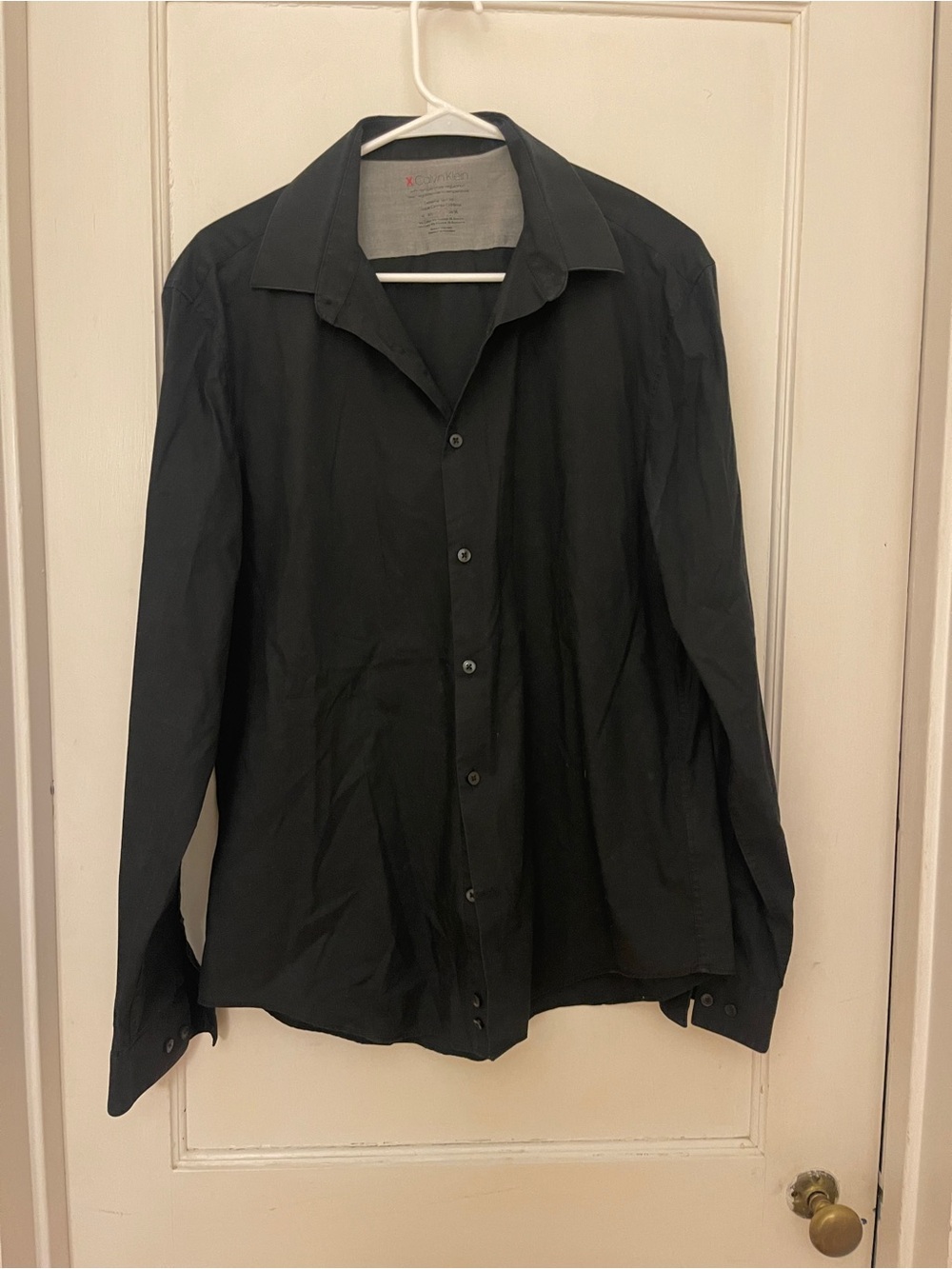 Calvin Klein Men's Black Lightweight Button-Front Shirt Jacket